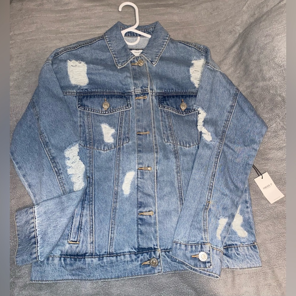 Forever 21 Distressed Jean Jacket. Size S